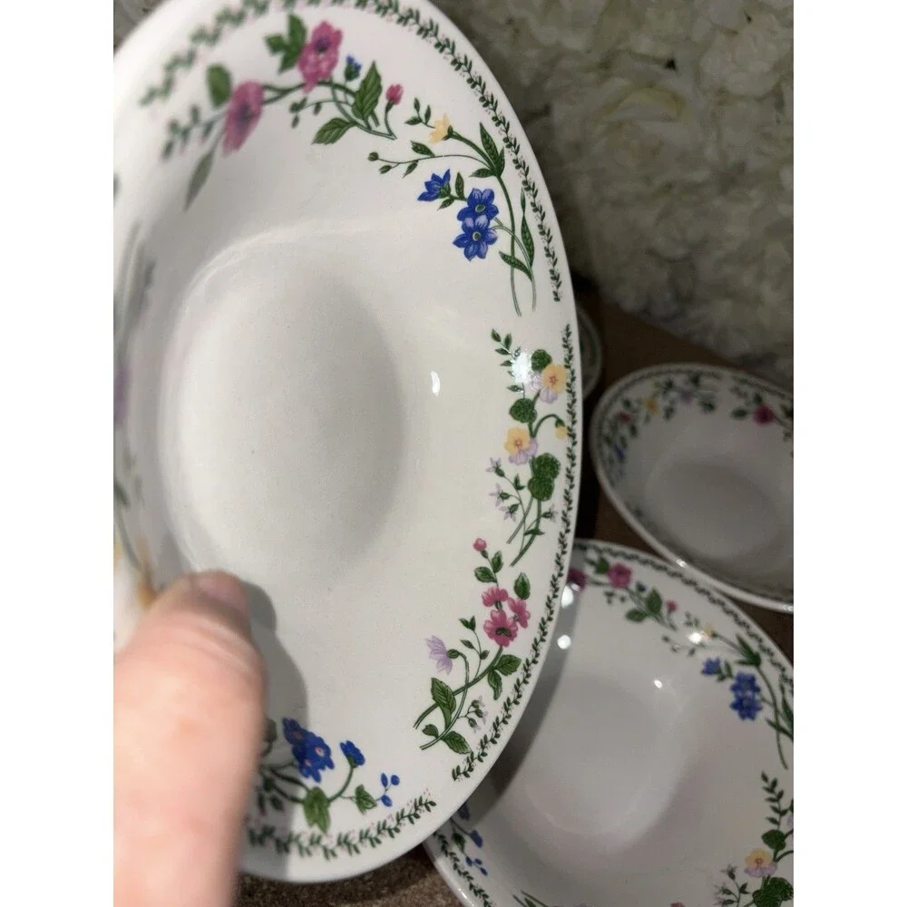 Farberware Stoneware English Garden 225 Soup Cereal Bowls Set Of 4 Flowers